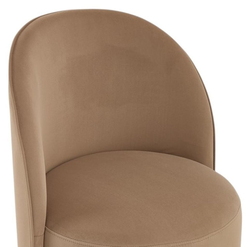 Brown and Black Velvet Curved Back Swivel Dining Arm Chair