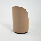 Brown and Black Velvet Curved Back Swivel Dining Arm Chair