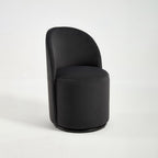 Brown and Black Velvet Curved Back Swivel Dining Arm Chair