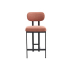 Set of Two 26" Orange and Black Fabric and Metal Counter Height Bar Chairs