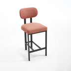 Set of Two 26" Orange and Black Fabric and Metal Counter Height Bar Chairs