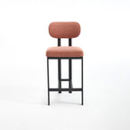 Set of Two 26" Orange and Black Fabric and Metal Counter Height Bar Chairs