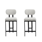 Set of Two 26" Orange and Black Fabric and Metal Counter Height Bar Chairs