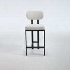 Set of Two 26" Orange and Black Fabric and Metal Counter Height Bar Chairs