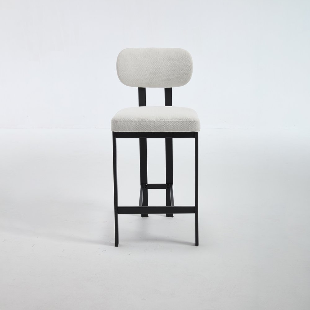 Set of Two 26" Orange and Black Fabric and Metal Counter Height Bar Chairs