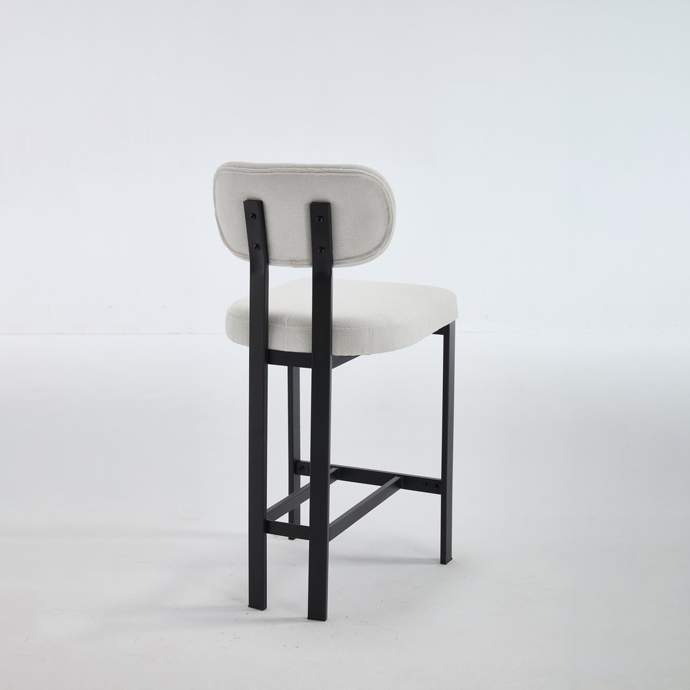 Set of Two 26" Orange and Black Fabric and Metal Counter Height Bar Chairs