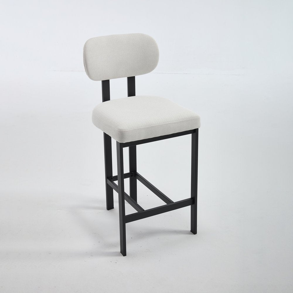 Set of Two 26" Orange and Black Fabric and Metal Counter Height Bar Chairs