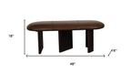 48" Brown Genuine Leather and Solid Wood Upholstered Bench