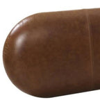 48" Brown Genuine Leather and Solid Wood Upholstered Bench