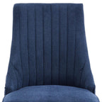 Set of Two Blue And Brown Linen And Solid Wood Dining Side Chairs