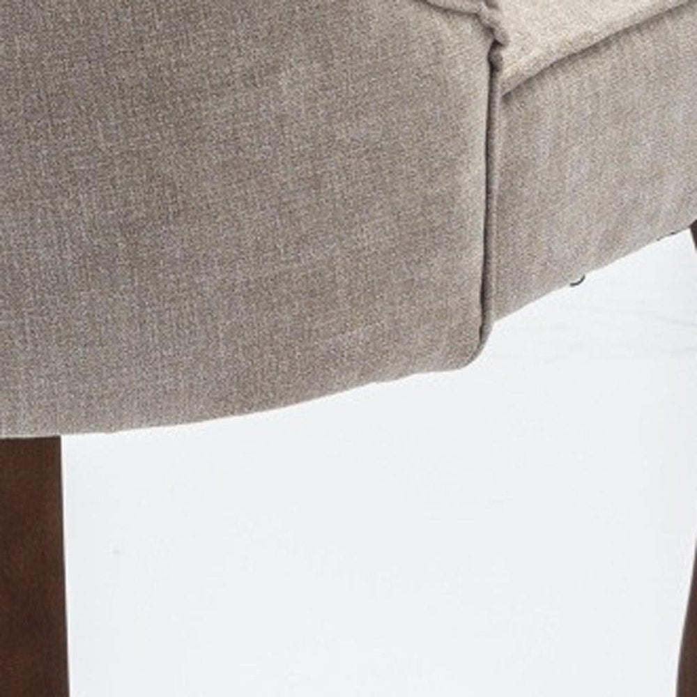 Set of Two Blue And Brown Linen And Solid Wood Dining Side Chairs