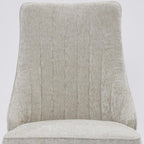 Set of Two Beige White And Gold Chenille And Stainless Steel Dining Side Chairs