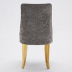 Set of Two Beige White And Gold Chenille And Stainless Steel Dining Side Chairs