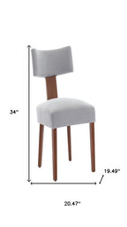 Set of Two Beige White And Brown Linen And Solid Wood Wing Back Dining Side Chairs