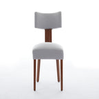 Set of Two Beige White And Brown Linen And Solid Wood Wing Back Dining Side Chairs