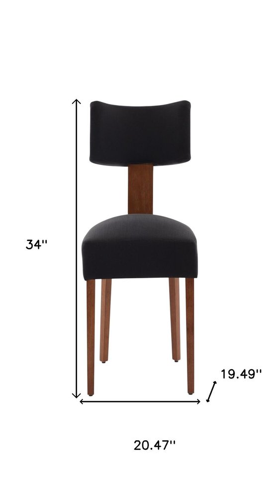 Set of Two Beige White And Brown Linen And Solid Wood Wing Back Dining Side Chairs