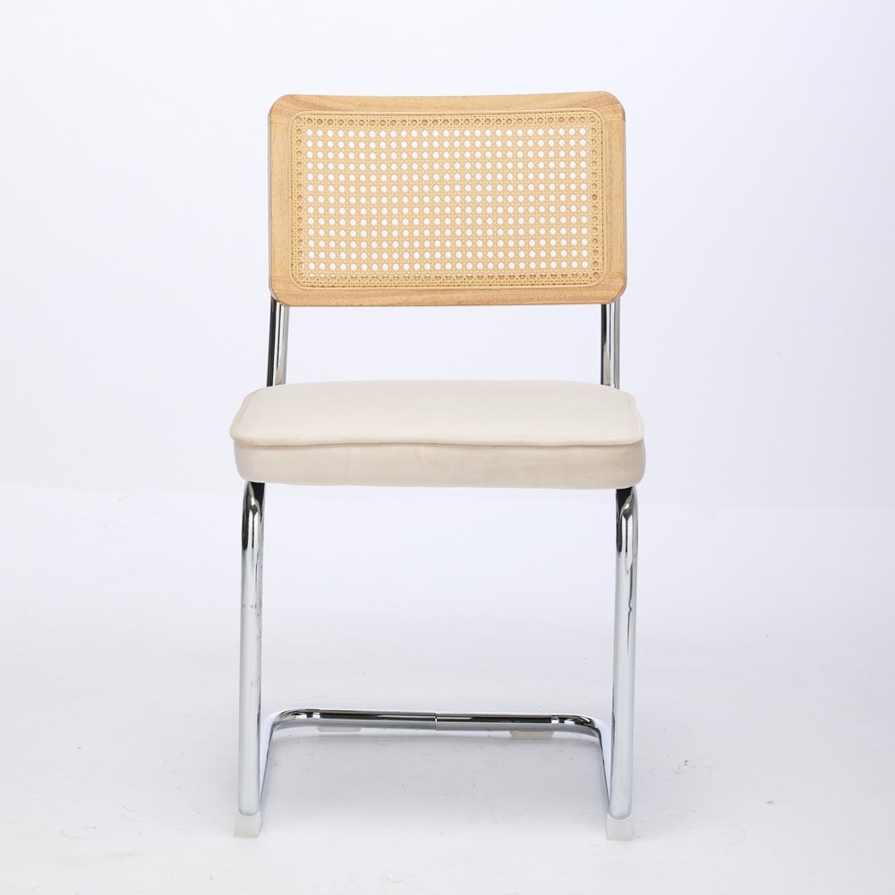 Set of Two Brown And Silver Velvet And Stainless Steel Open Back Dining Side Chairs