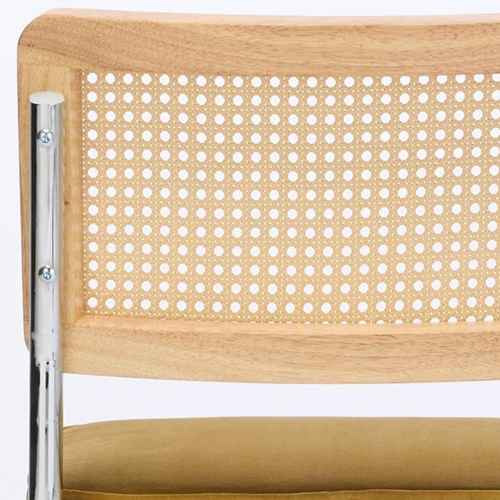 Set of Two Brown And Silver Velvet And Stainless Steel Open Back Dining Side Chairs