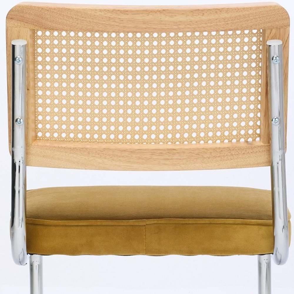 Set of Two Beige White And Silver Velvet And Stainless Steel Dining Side Chairs