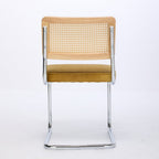 Set of Two Brown And Silver Velvet And Stainless Steel Open Back Dining Side Chairs