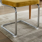 Set of Two Brown And Silver Velvet And Stainless Steel Open Back Dining Side Chairs