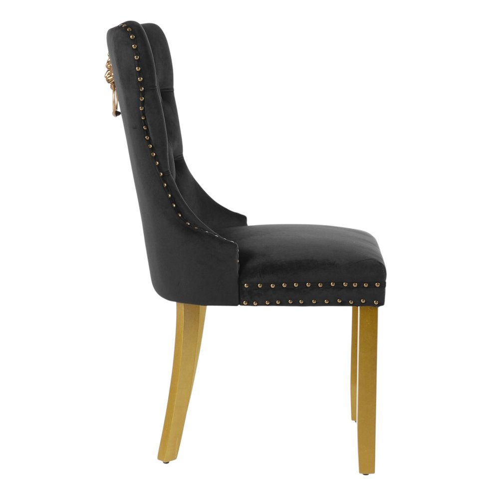 Set of Two Beige White And Gold Tufted Velvet And Solid Wood Dining Side Chairs