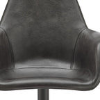 Gray Charcoal And Black Faux Leather And Steel Swivel Dining Arm Chair