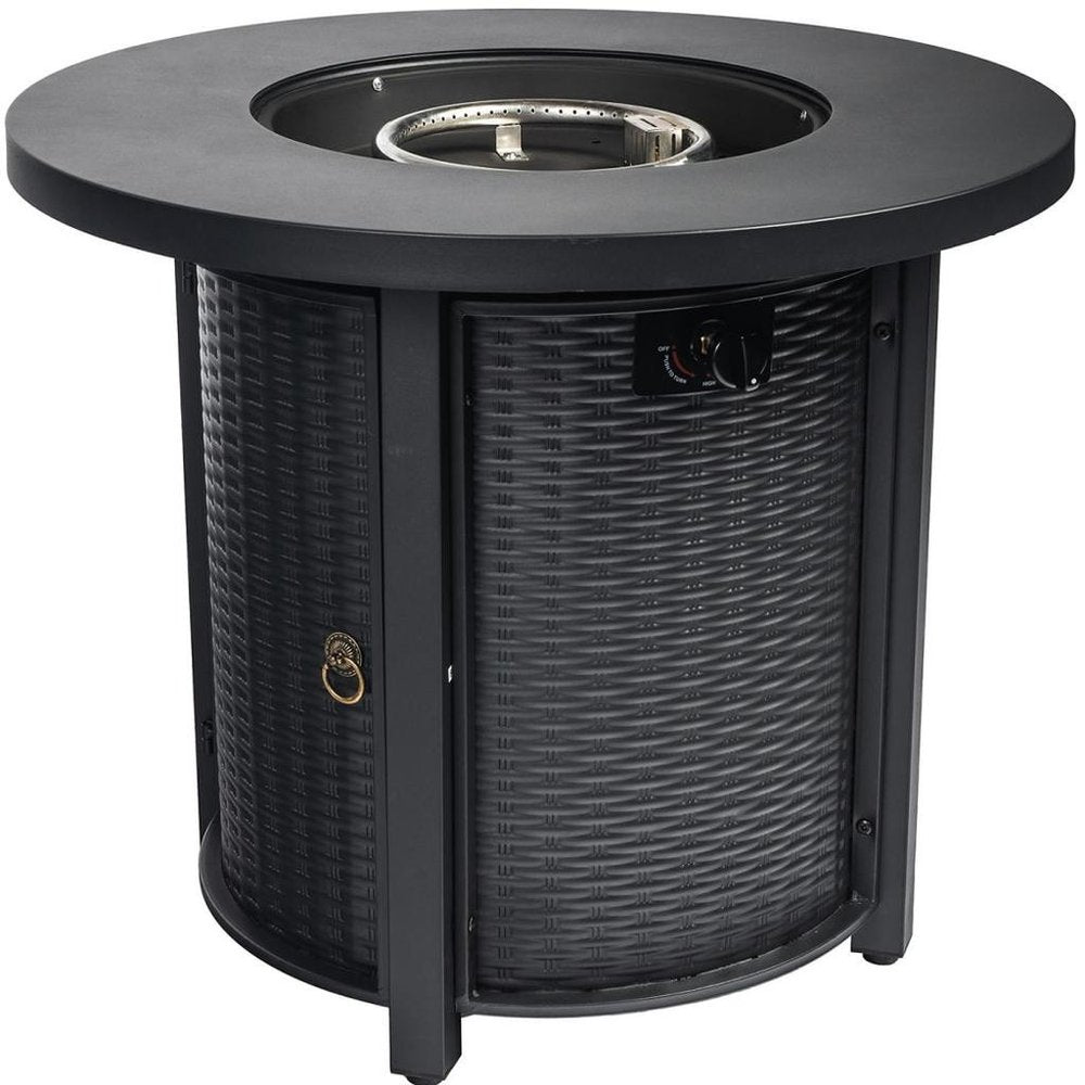 50000 BTU 30" Black Steel Propane Round Fire Pit