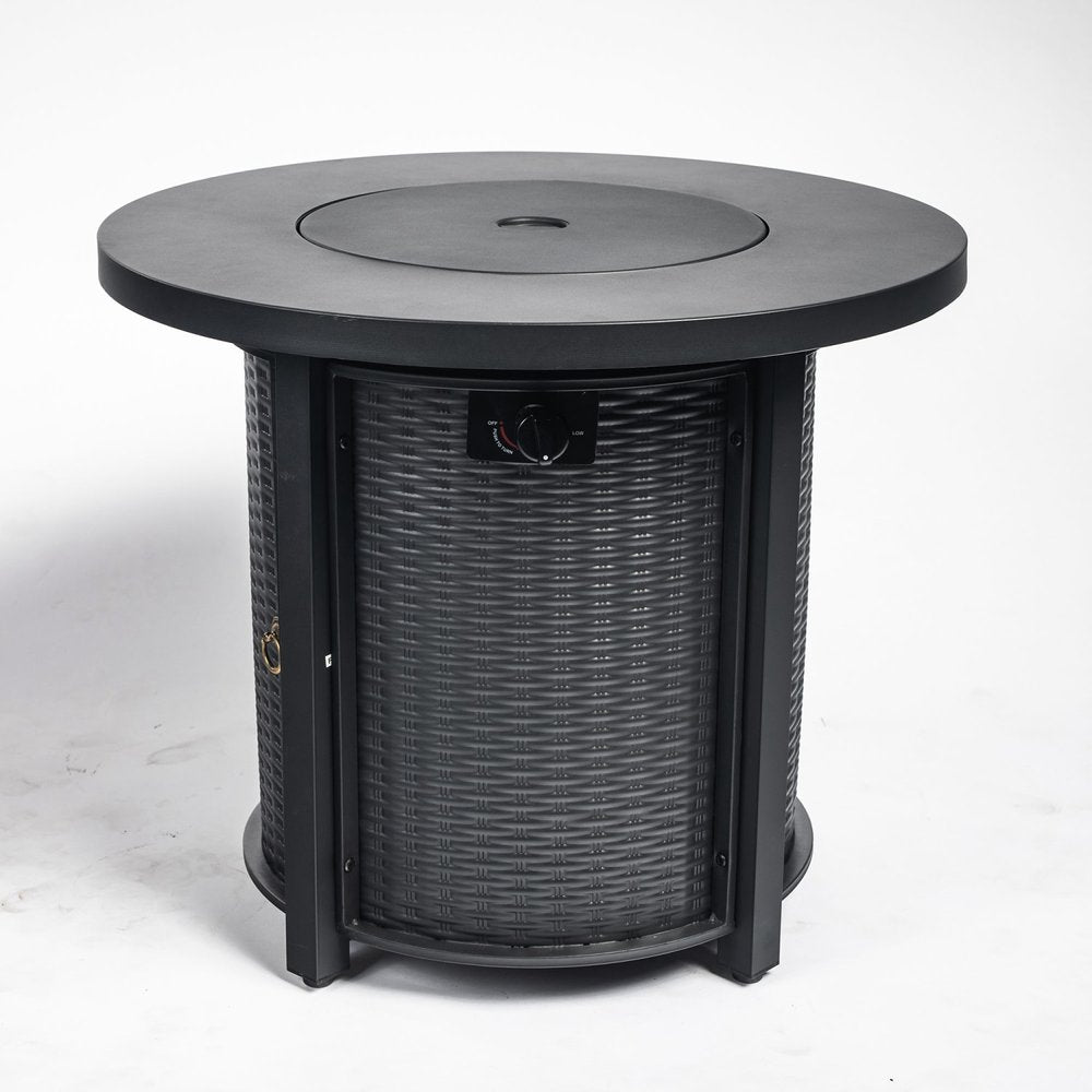 50000 BTU 30" Black Steel Propane Round Fire Pit
