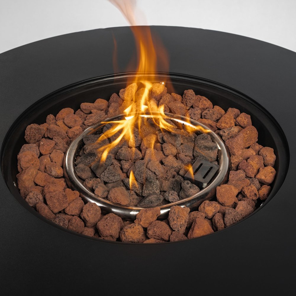 50000 BTU 30" Black Steel Propane Round Fire Pit