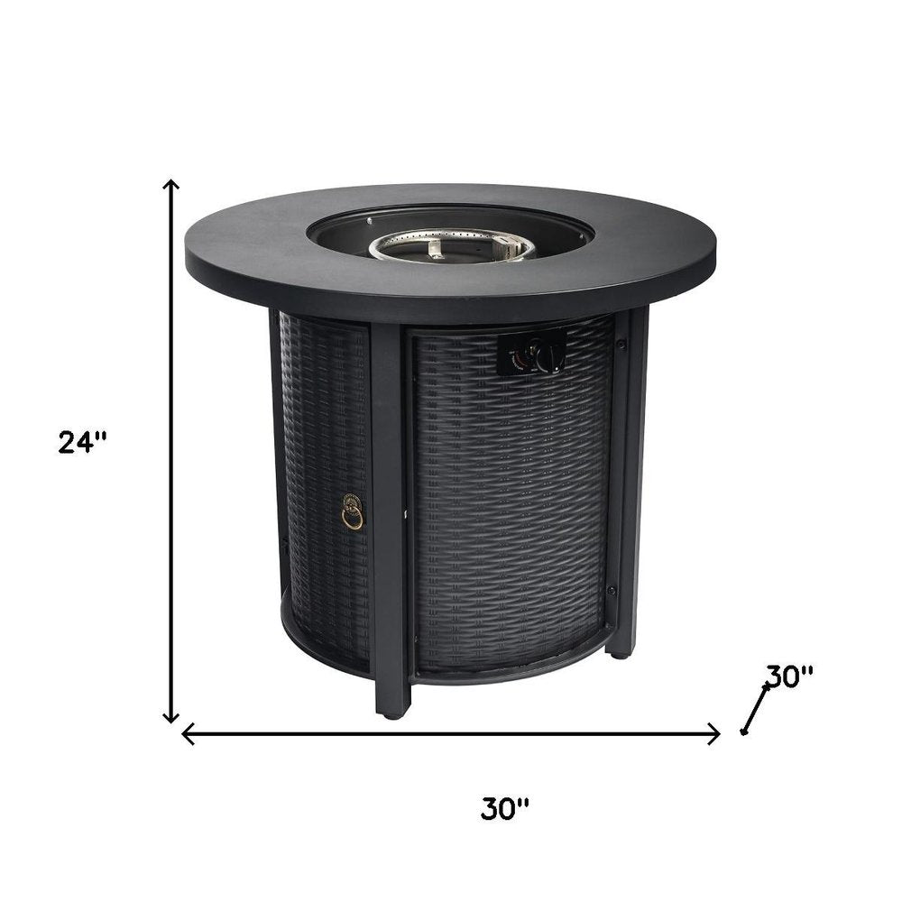 50000 BTU 30" Black Steel Propane Round Fire Pit