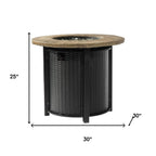 50000 BTU 30" Black And Brown Steel Propane Round Fire Pit
