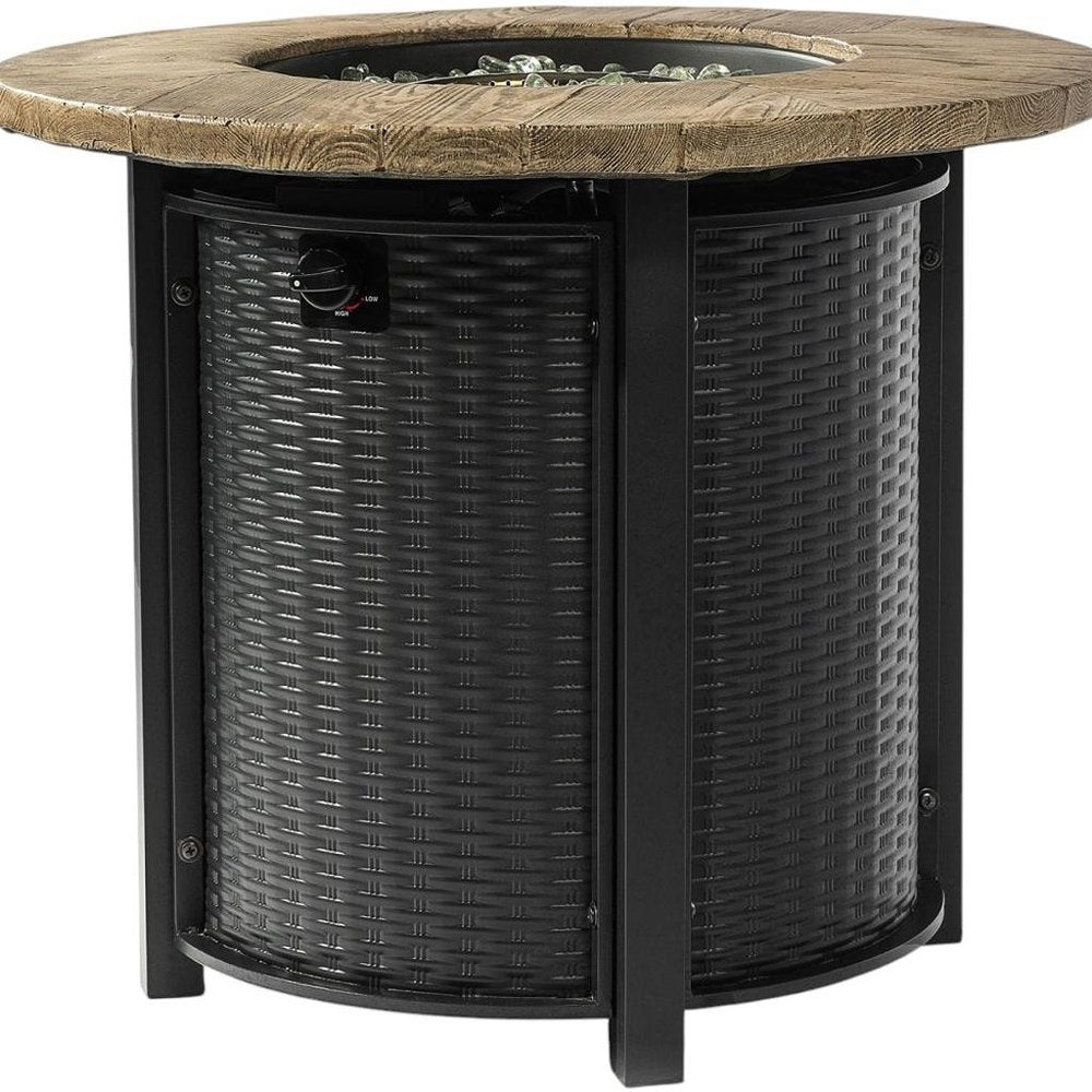 50000 BTU 30" Black And Brown Steel Propane Round Fire Pit