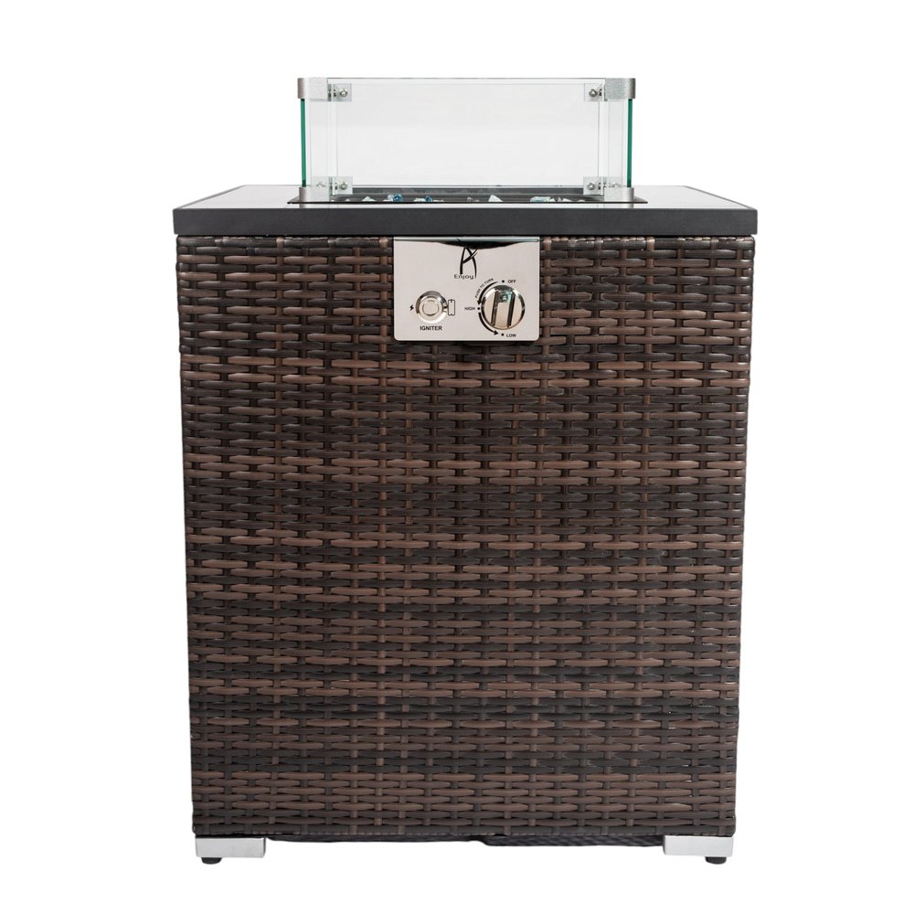 50000 BTU 24" Espresso Wicker Propane Rectangular Fire Pit