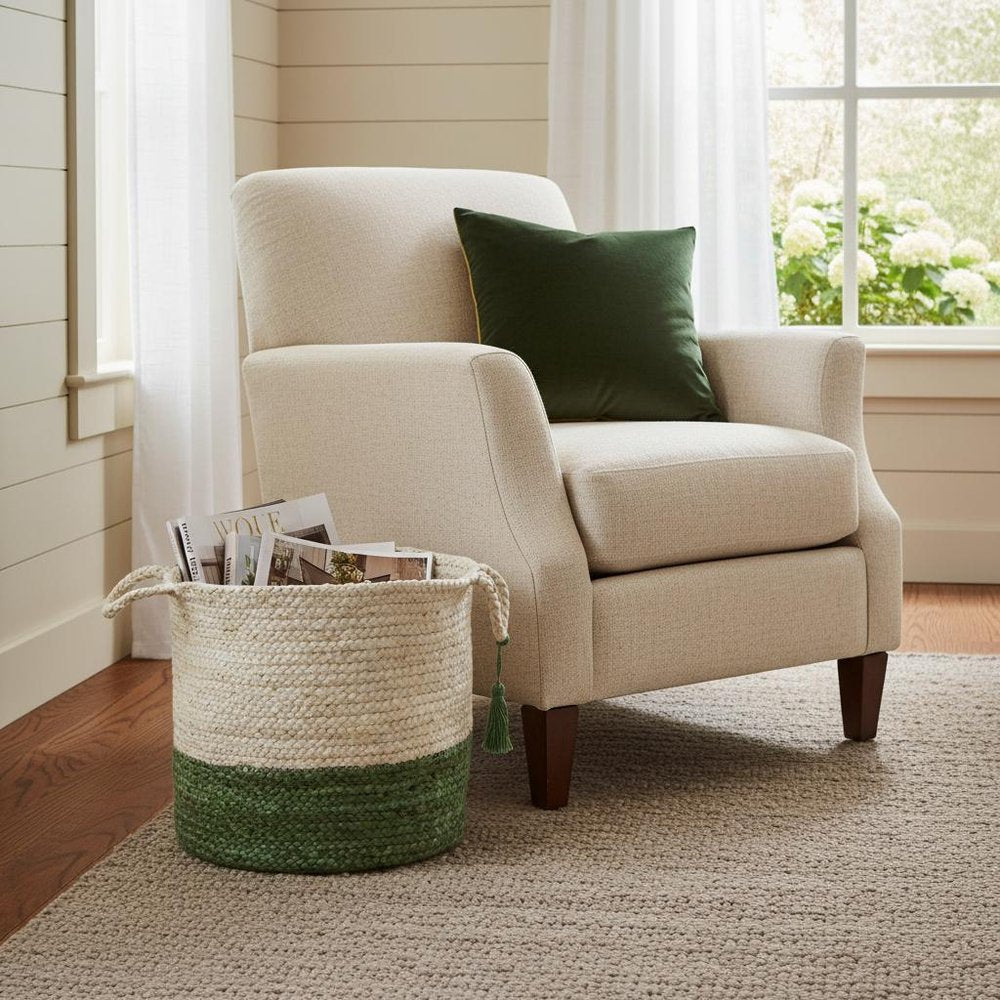 19" White Nesting Jute Basket