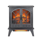 24" Black Carved Geometric Metal Electric Fireplace