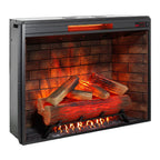 33" Black Faux Brick Metal Free Standing Electric Fireplace And Speaker