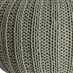 20" Green Cotton Cable Knit Round Pouf Ottoman