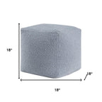18" Blue Boucle Pouf Ottoman