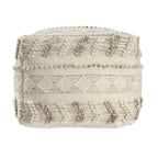 18" Ivory and Natural Cotton And Wool Striped Pouf Ottoman