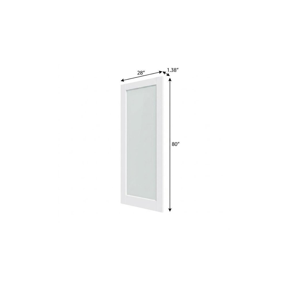 80" X 28" White Wood And Glass Slab Door