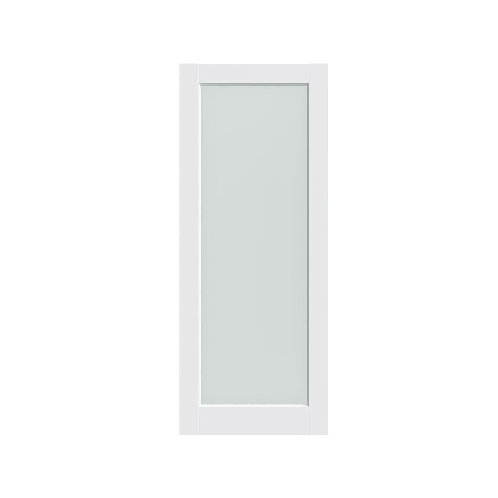 80" X 30" White Wood And Glass Slab Door