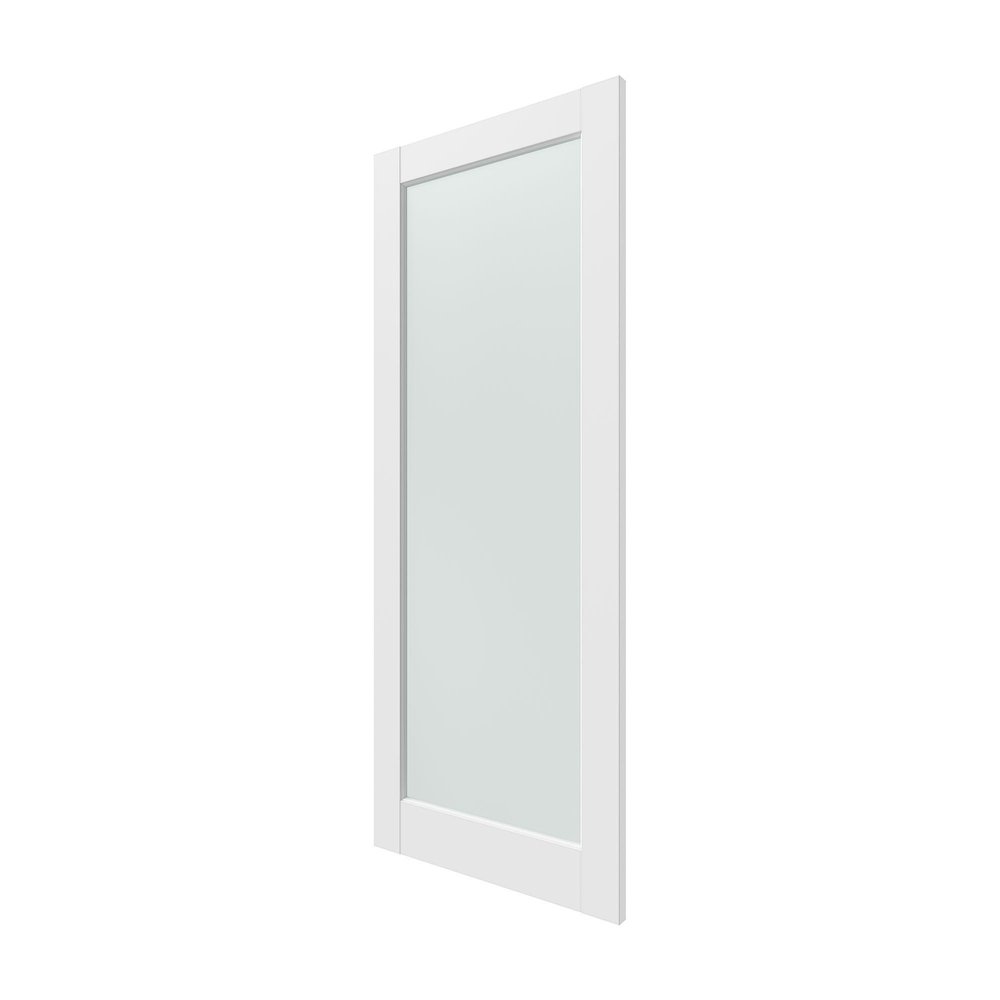 80" X 30" White Wood And Glass Slab Door