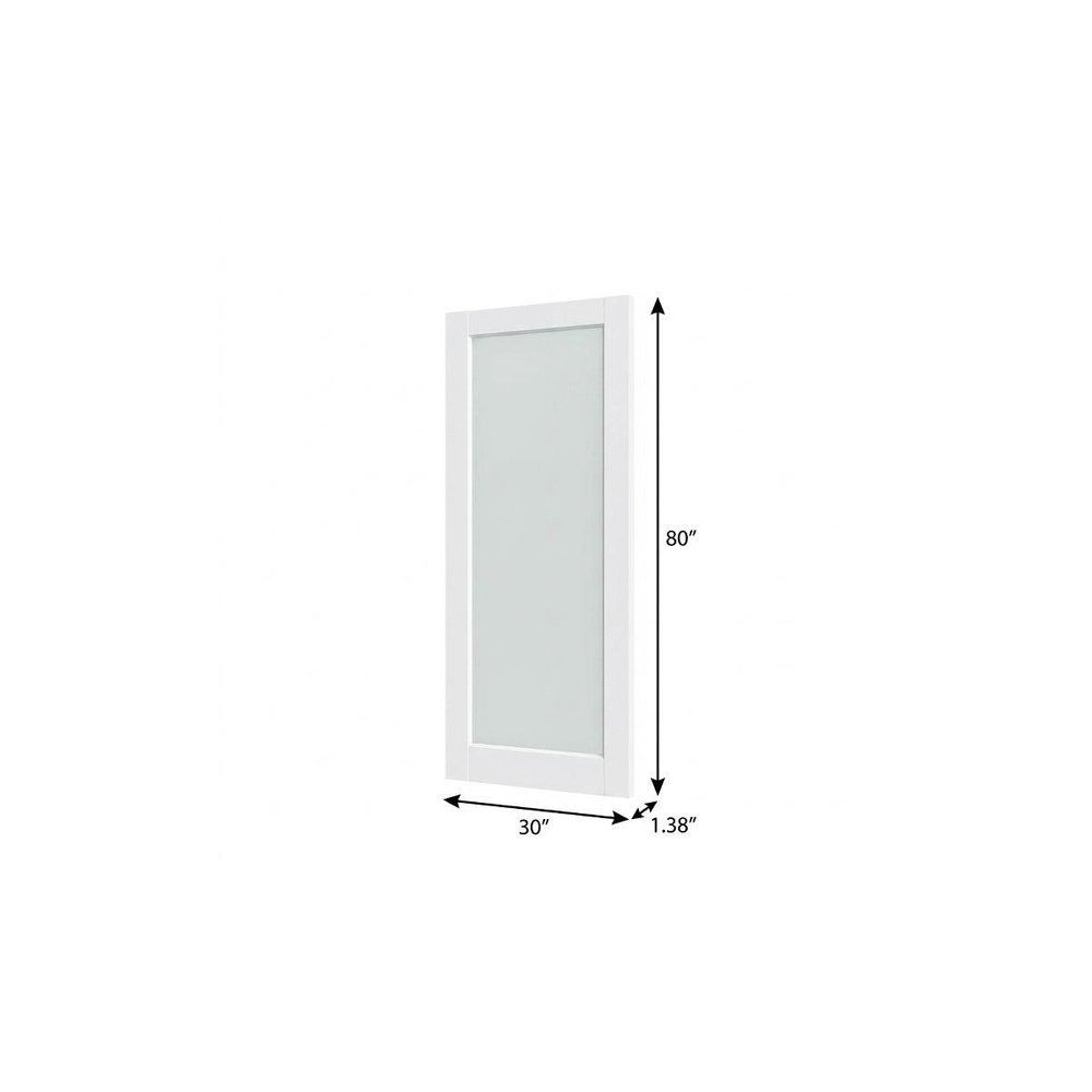 80" X 30" White Wood And Glass Slab Door