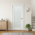 80" X 30" White Wood And Glass Slab Door
