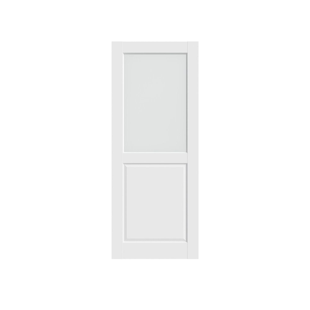 80" X 24" White Wood And Glass Slab Door