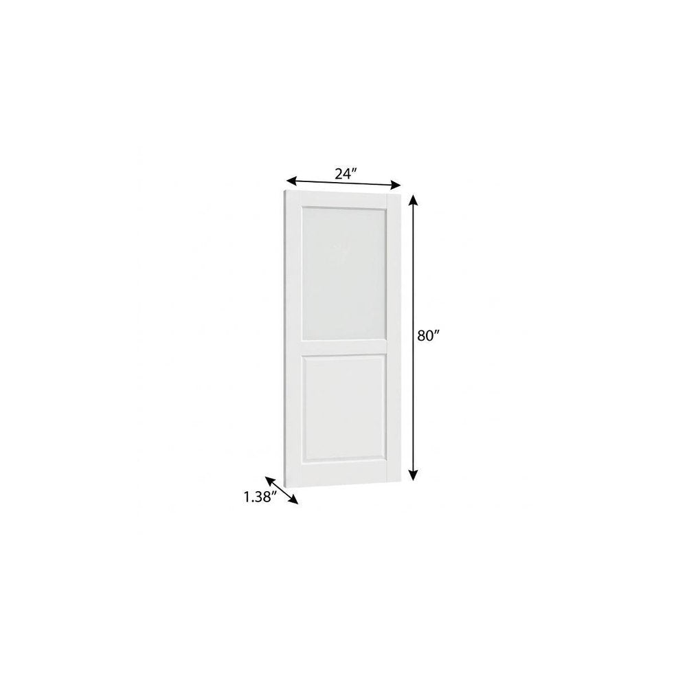80" X 24" White Wood And Glass Slab Door