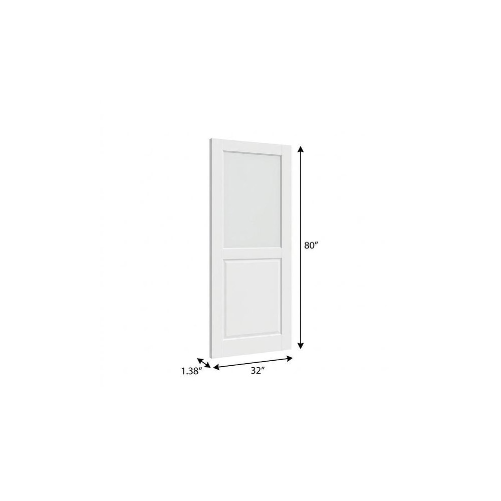 80" X 32" White Wood And Glass Slab Door