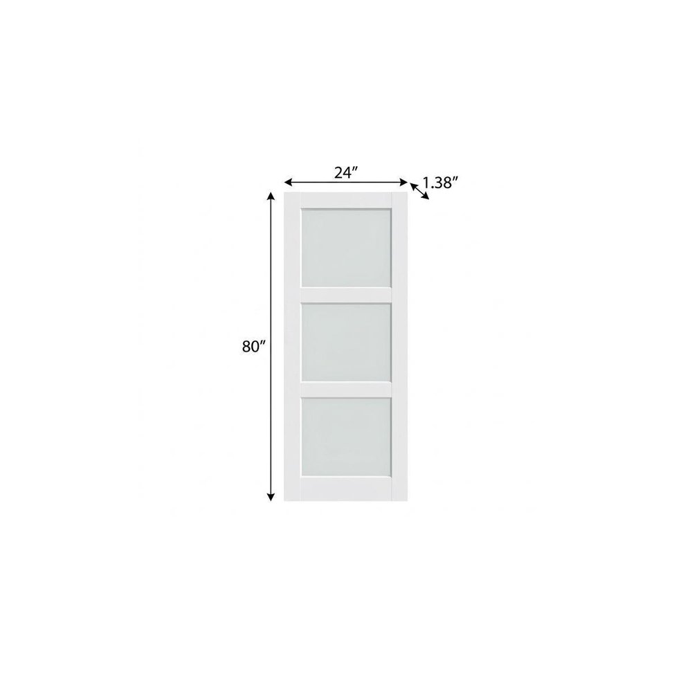 80" X 24" White Wood And Glass Slab Door