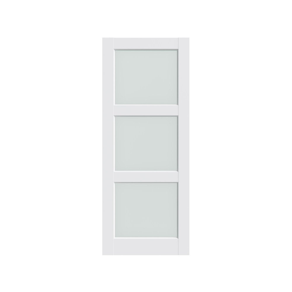 80" X 28" White Wood And Glass Slab Door